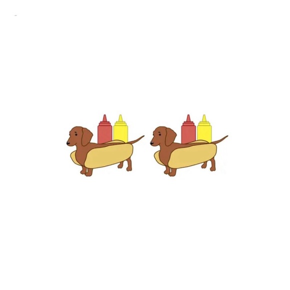 Jewelry - Daschund Hotdog Acrylic Stud Earrings